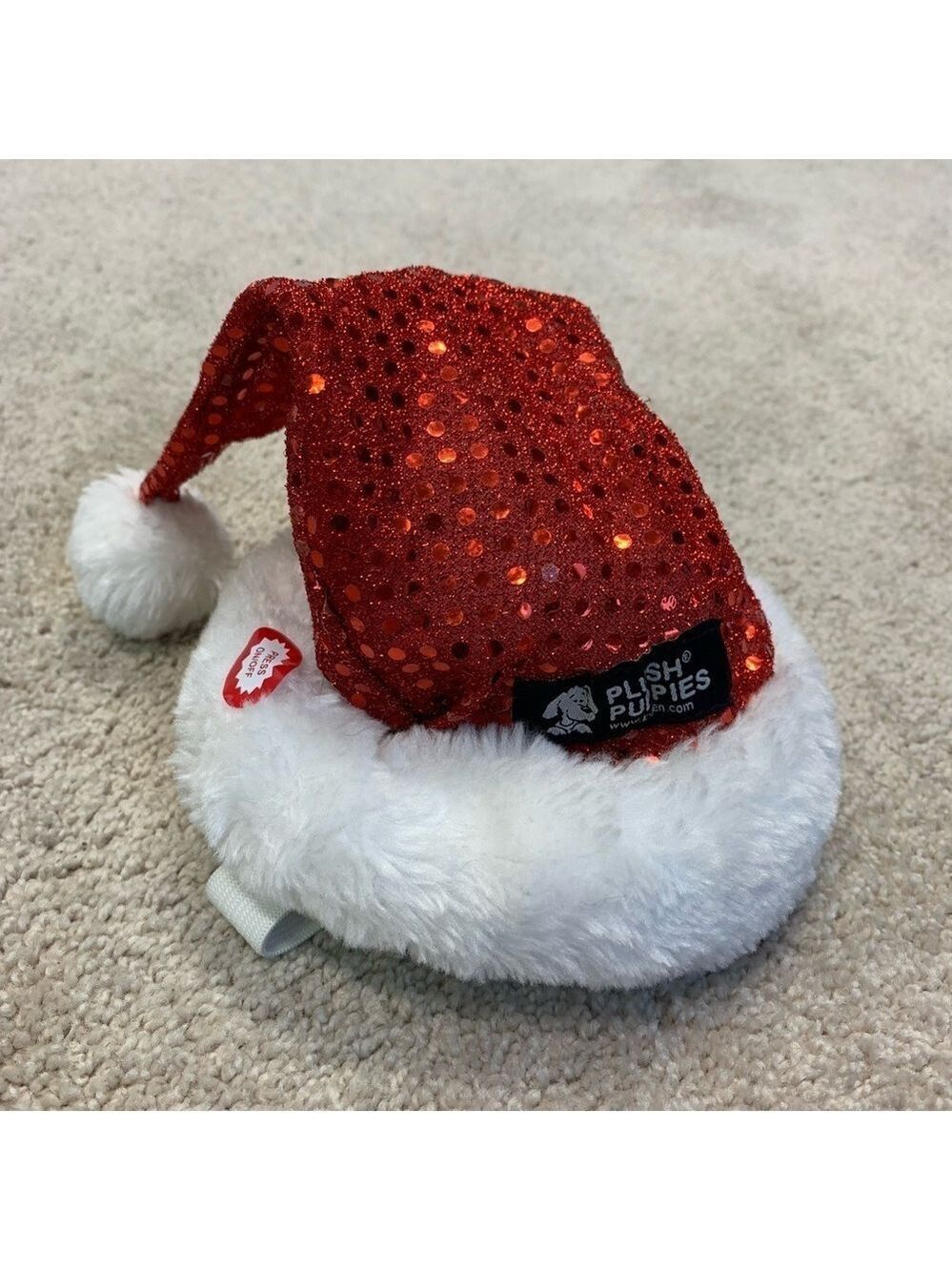 Small breed dog Christmas Santa light-up flashing sparkly sequin hat